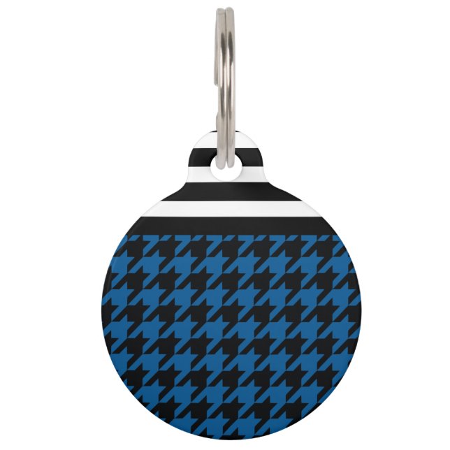 Deep Ocean Houndstooth w/ Stripes 2 Pet Tag (Front)