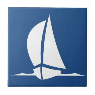 Deep Ocean Navy Blue Sailing Ship White Tiles
