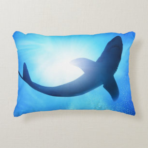 Deep Ocean Shark Silhouette Decorative Cushion