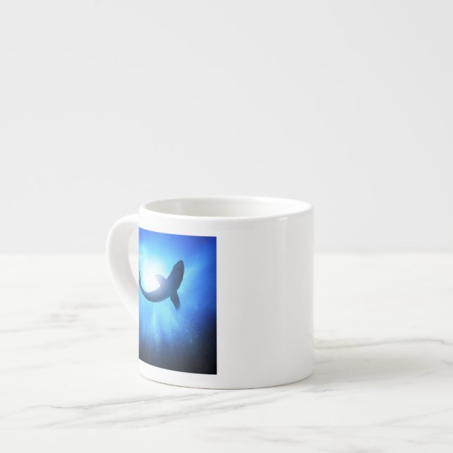 Deep Ocean Shark Silhouette Espresso Cup (Front Left)