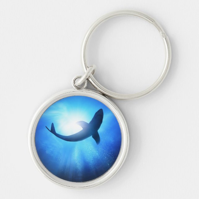 Deep Ocean Shark Silhouette Key Ring (Front)