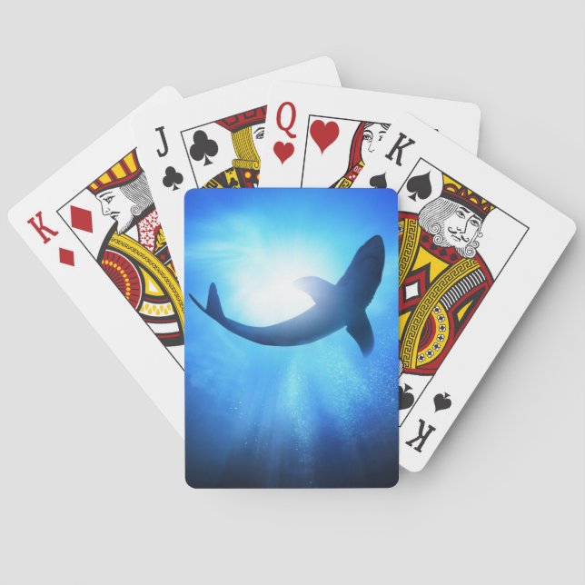 Deep Ocean Shark Silhouette Playing Cards (Back)