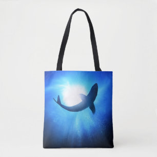Deep Ocean Shark Silhouette Tote Bag