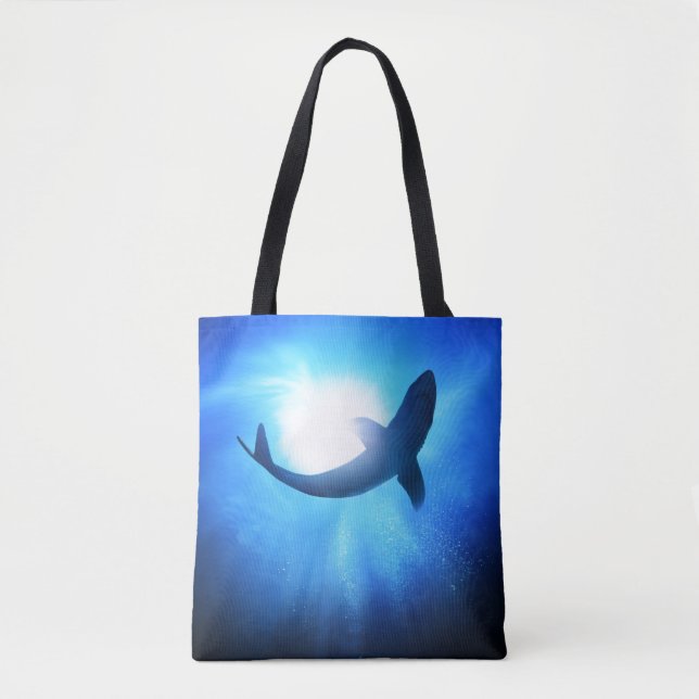 Deep Ocean Shark Silhouette Tote Bag (Front)