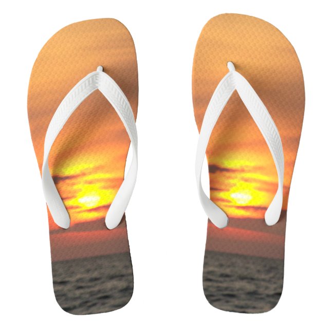 Deep Ocean Sunset Horizon Glow Thongs (Footbed)