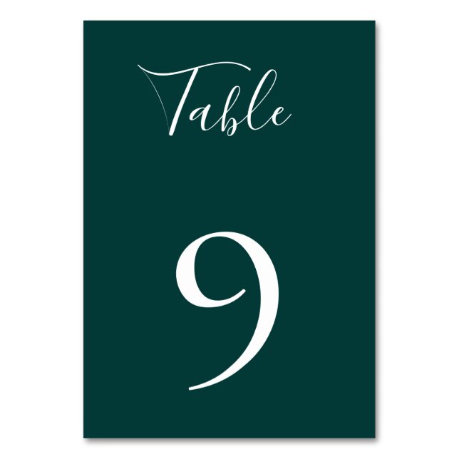Deep Ocean Teal Table Number Card (Front)