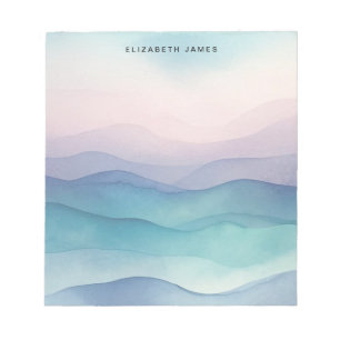 Deep Ocean Watercolor Blue Layered Ombre Notepad