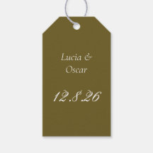 Deep olive wedding guest favour tags