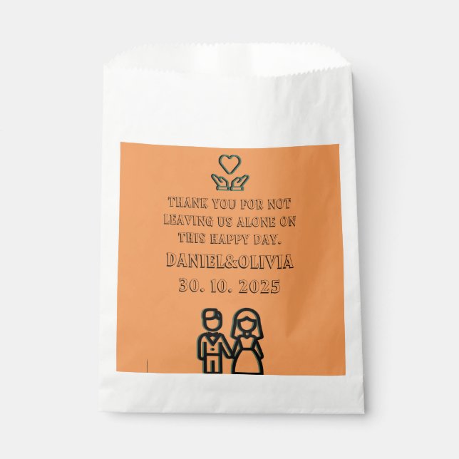 Deep Orange Wedding Favour Bag (Front)