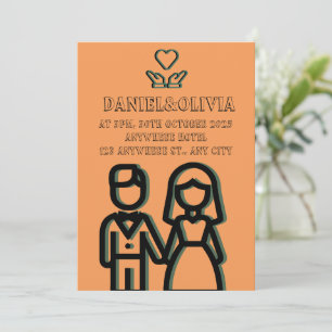 Deep Orange Wedding  Invitation