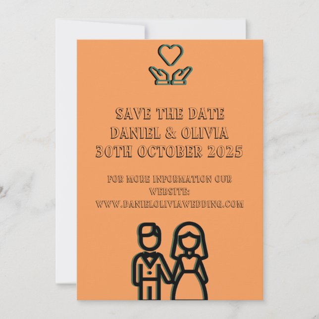 Deep Orange Wedding Save The Date (Front)