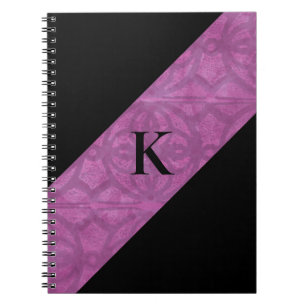 Deep Orchid Purple Batik Black Monogram Notebook