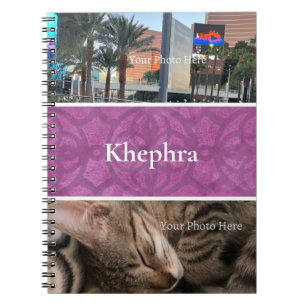 Deep Orchid Purple Batik Photo Collage Border Name Notebook