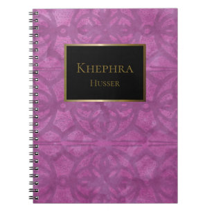 Deep Orchid Purple Black And Gold Name Notebook