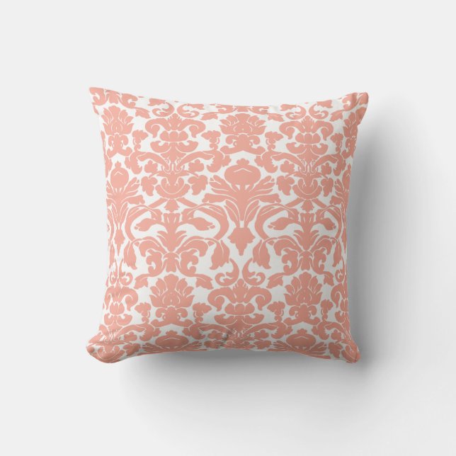 Deep Peach Damask Cushion (Front)