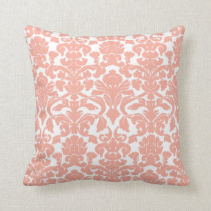 Deep Peach Damask Cushion