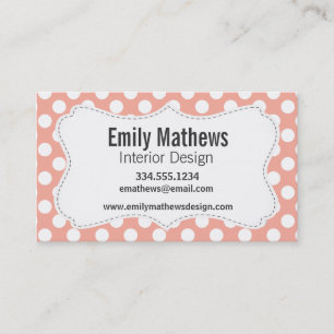 Deep Peach Polka Dots Business Card