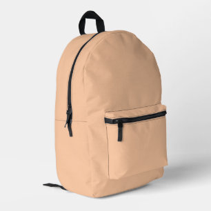 Deep Peach Solid Colour Printed Backpack