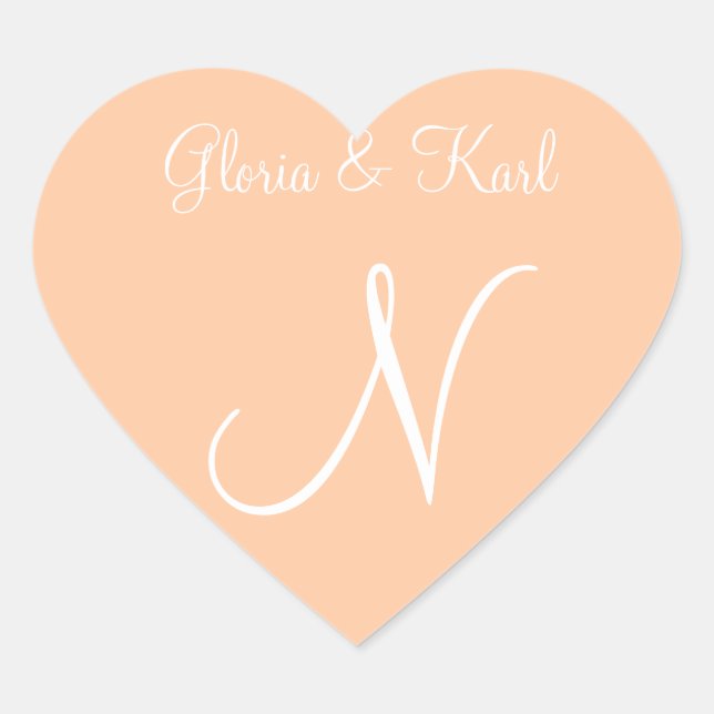Deep Peach Your Own Letters Invitation Heart Sticker (Front)