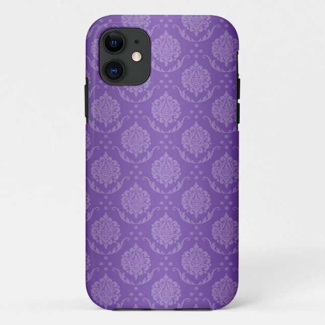 Deep Periwinkle Damask Pattern Case-Mate iPhone Case (Back)