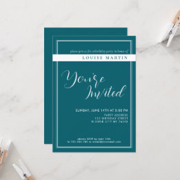 Deep Petrol Custom Birthday Invitation