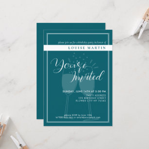 Deep Petrol Custom Birthday Party Invitation
