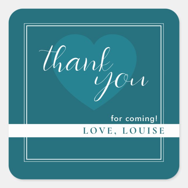 Deep Petrol Thank You Heart Sticker (Front)