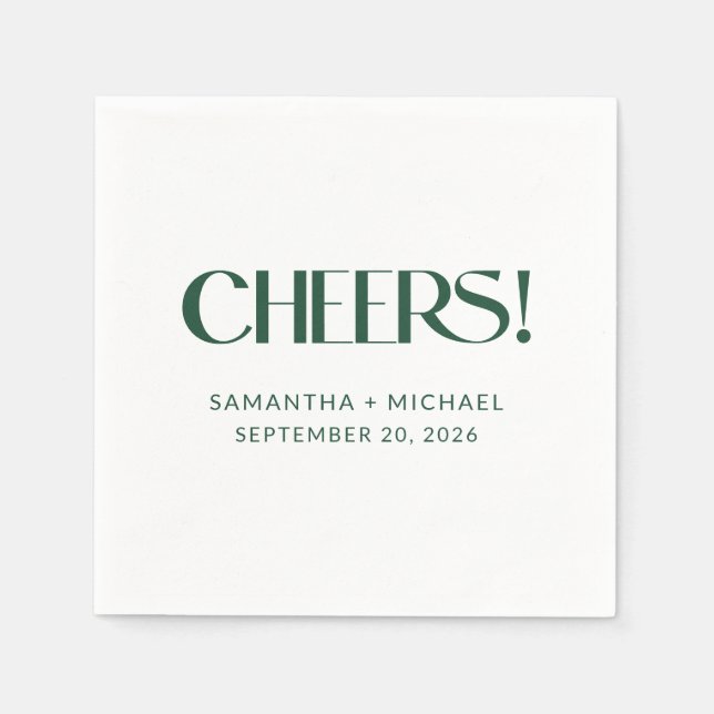Deep Pine Decorative Serif Wedding Cheers Napkin (Front)