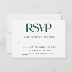 Deep Pine Decorative Serif Wedding RSVP Card