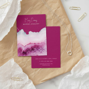 Deep pink agate necklace display card