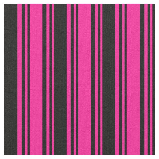 Deep Pink and Black Coloured Pattern of Stripes Fabric (Close Up)