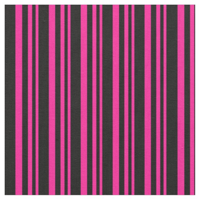 Deep Pink and Black Lines Fabric (Close Up)