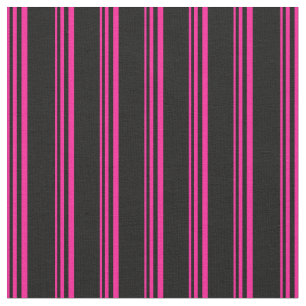 Deep Pink and Black Lines Pattern Fabric