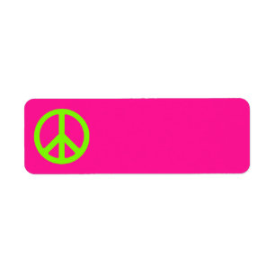 Deep Pink and Chartreuse Peace Symbol Return Address Label
