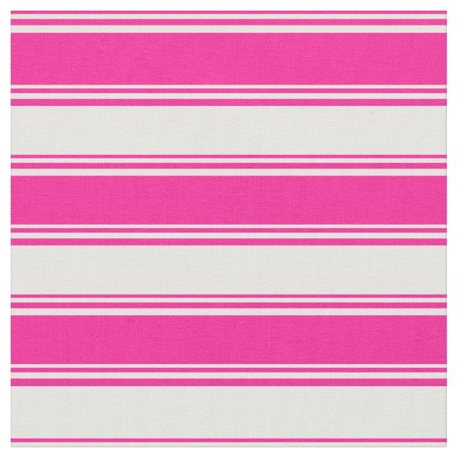 Deep Pink and White Coloured Striped Pattern Fabric (Close Up)