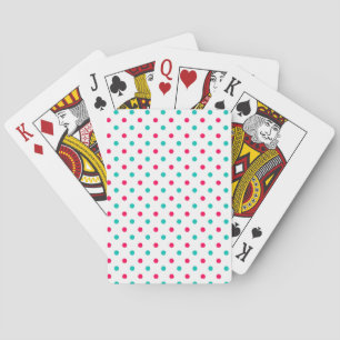 Deep Pink, Aqua, White Polka Dotted Playing Cards