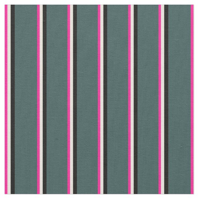 Deep Pink, Beige, Black, and Dark Slate Grey Fabric (Close Up)