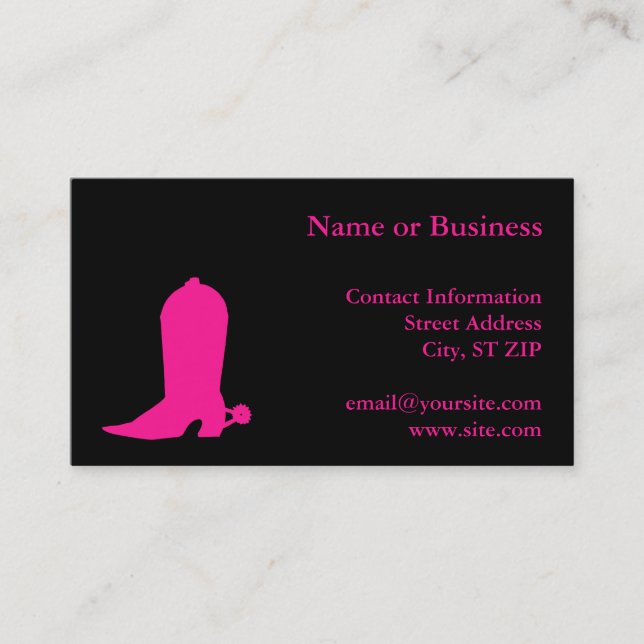 Deep Pink Boot Business Card (Front)