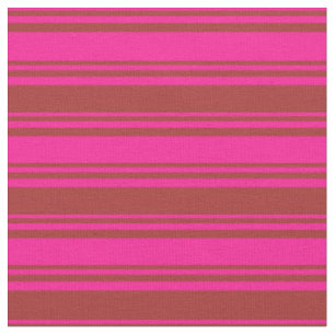 Deep Pink & Brown Coloured Stripes Fabric