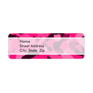 Deep Pink Camo; Camouflage Return Address Label