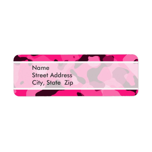 Deep Pink Camo; Camouflage Return Address Label (Front)