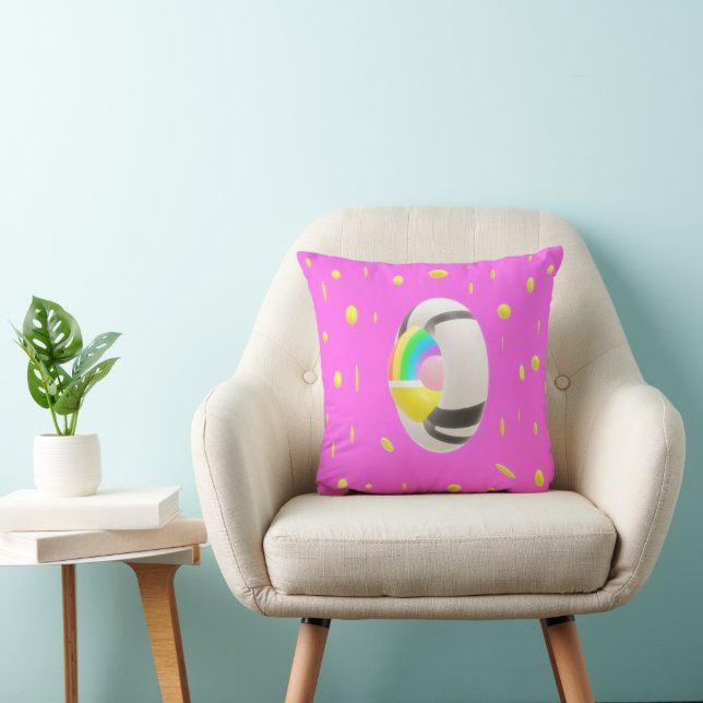 Deep pink cute sweet sunshine patterned pillow (Chair)