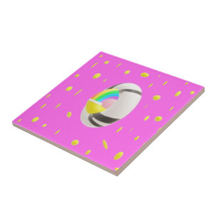 Deep pink cute sweet sunshine patterned pillow fav ceramic tile