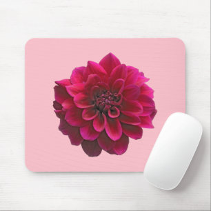 Deep Pink Dahlia Flower Printed on Mouse Pad