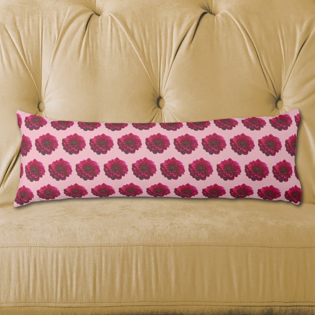 Deep Pink Dahlia Flower Seamless Pattern on Body Cushion (Deep pink Dahlia flower seamless pattern on body pillow)