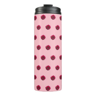 Deep Pink Dahlia Flower Seamless Pattern on Thermal Tumbler