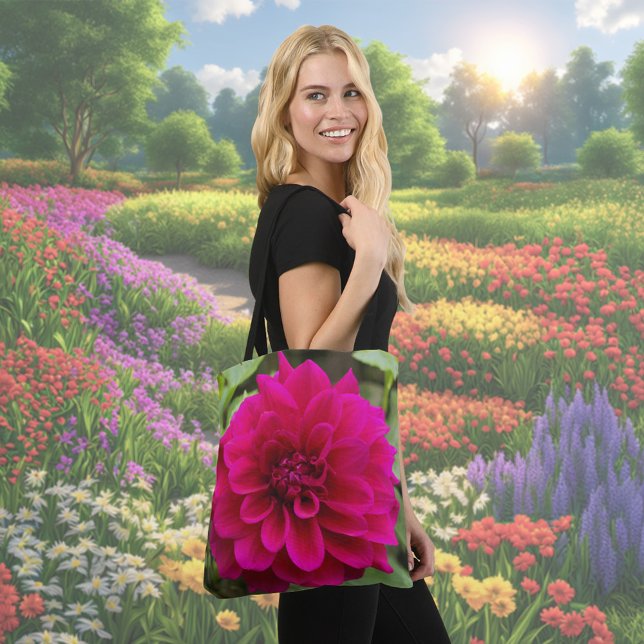 Deep Pink Dahlia Flower Tote Bag (Deep pink Dahlia flower tote bag)