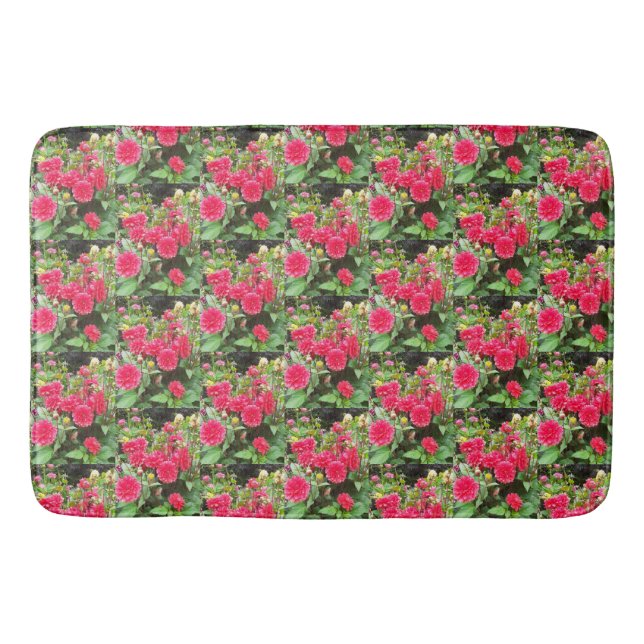 Deep Pink Dahlias Bath Mat (Front)