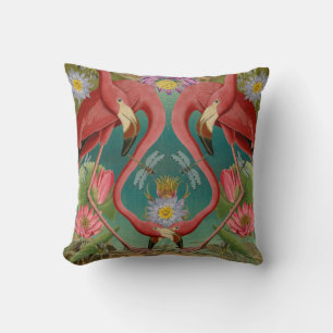 Deep Pink Flamingos square pillow 