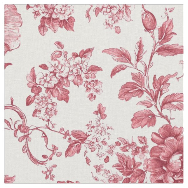 Deep Pink Floral Vine Pattern Fabric (Close Up)